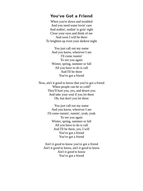 10 You've Got A Friend Lyrics To Comfort You