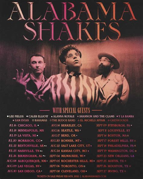 Alabama Shakes Announces 2025 Reunion Tour Dates And Ticket Information Alabama Shakes Announces 2025 Reunion Tour Dates And Ticket Information
