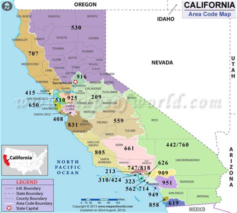 California Area Codes Map Of California Area Codes California Area Codes Map Of California Area Codes