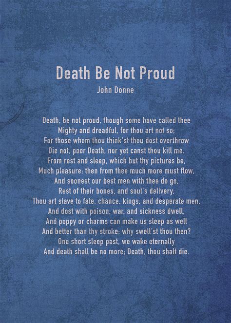 Death Be Not Proud By John Donne Classic Poem On Worn Blue Parchment Death Be Not Proud By John Donne Classic Poem On Worn Blue Parchment