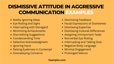 Dismissive Attitude In Aggressive Communication 19 Examples Pdf