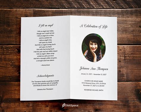 Funeral Program Template For Father Mother Celebration Of Etsy