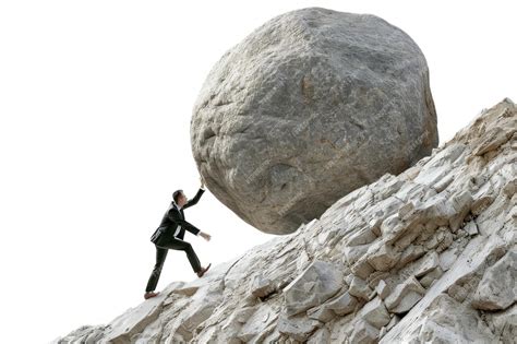 Guy Pushing Rock Up Hill