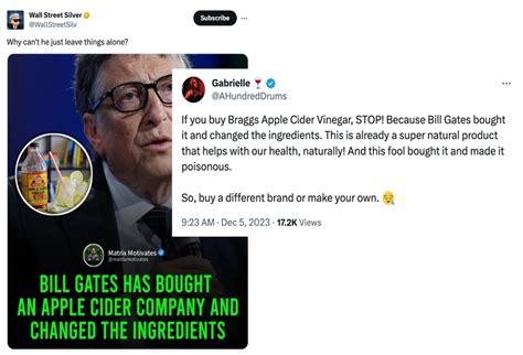 Has Bill Gates Bought Bragg Apple Cider Vinegar And Changed Its Has Bill Gates Bought Bragg Apple Cider Vinegar And Changed Its