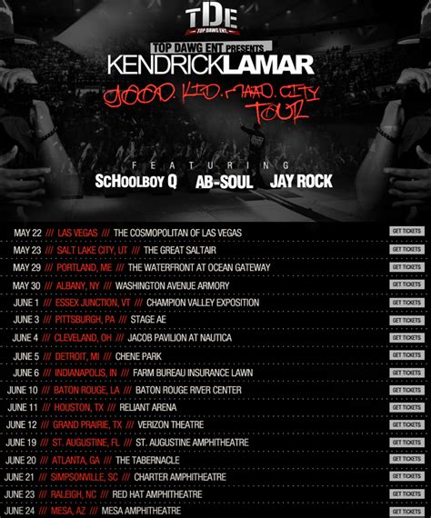 Kendrick Lamar Tour Dates