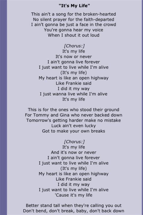 Lyrics In My Life
