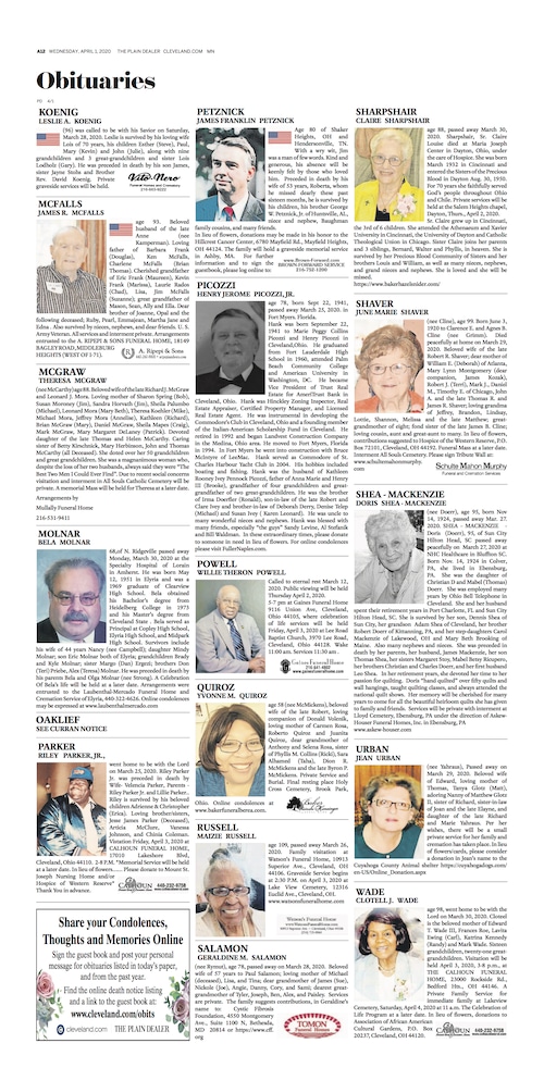 Obits News Updates: Latest Notices
