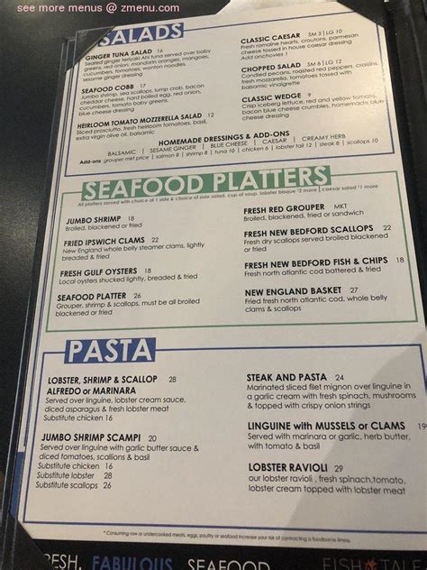 Online Menu Of Fish Tale Grill By Merrick Seafood Restaurant Cape