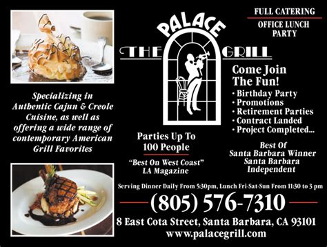 Palace Grill Santa Barbara Menu Guide