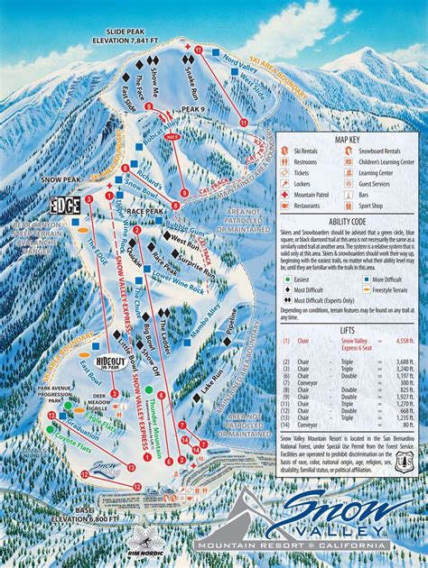 Snow Valley Trail Map Skicentral Com Snow Valley Trail Map Skicentral Com