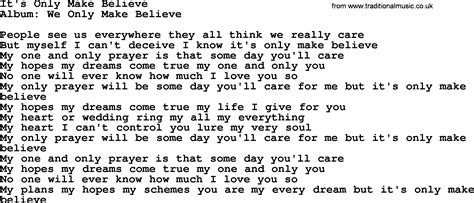 Song It's Only Make Believe: Lyrics Uncovered