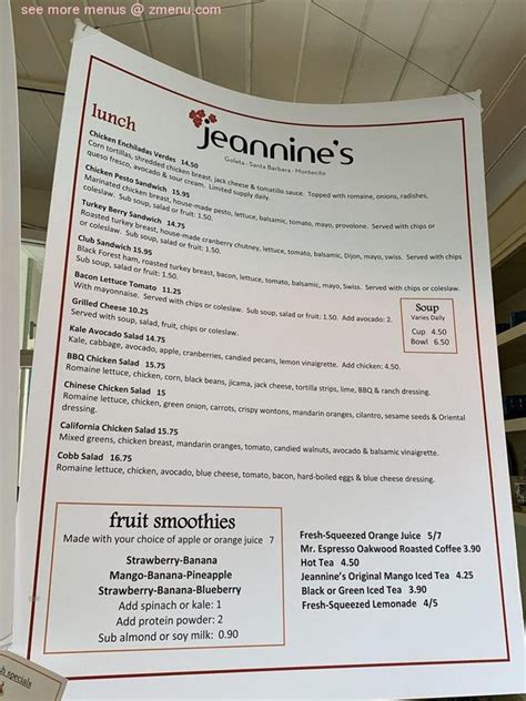 What's On Jeannine's Menu? Delicious Options